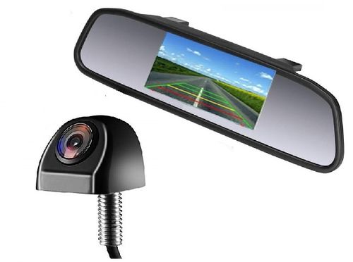 B4 - Achteruitrijcamera set Binnenspiegel Monitor 4.3 inch met Camera CM026 Zwart
