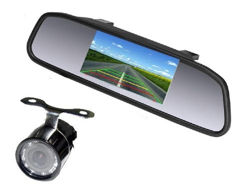 B4 - Achteruitrijcamera set Binnenspiegel Monitor 4.3 inch met Camera CM019 met IR Leds
