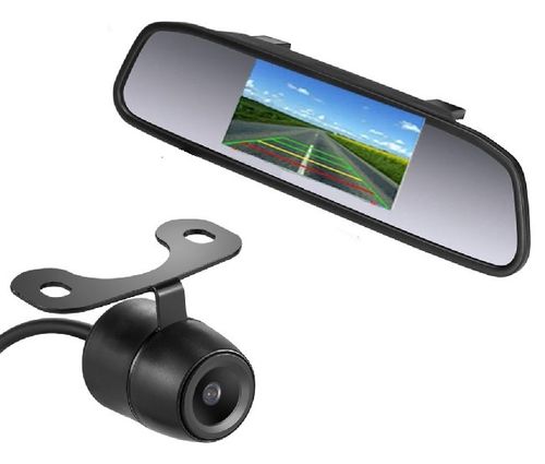 B4 - Achteruitrijcamera set Binnenspiegel Monitor 4.3 inch met Camera CM019 met beugel